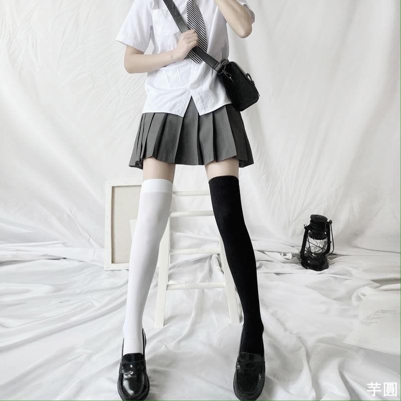 ღ絲襪白絲過膝襪女學生jk黑絲過膝蓋長襪子長筒及膝小腿襪女夏薄款日系芋圓 蝦皮購物