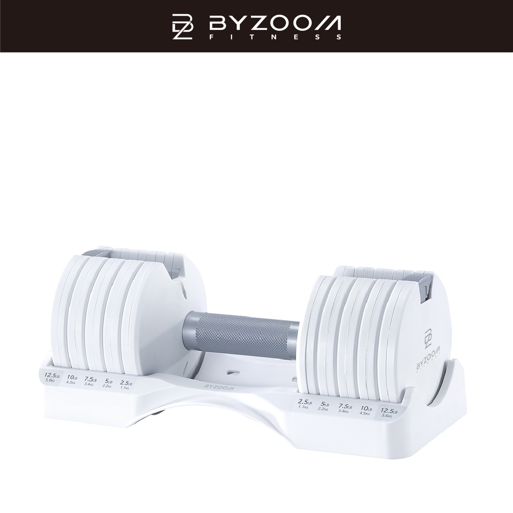 Byzoom Fitness可調式啞鈴 12.5LB 5 段重量秒速調整組 兩入