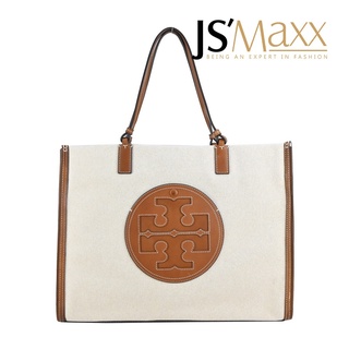 TORY BURCH ELLA 經典縫線LOGO帆布托特包-米棕｜100%原廠真品｜JS Maxx官方旗艦館