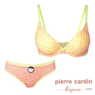 【pierre cardin 皮爾卡登女性內衣】C罩 撞色斑馬紋蕾絲內衣(成套-COR橘)-707-73380C