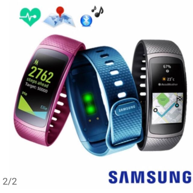 Samsung Gear Fit2 音樂 GPS心率錶 心跳錶 智慧手環  (灰 藍 粉)