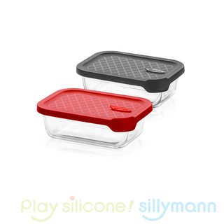 【韓國sillymann】微波烤箱輕量玻璃保鮮盒(長方型630ml) 100%鉑金矽膠