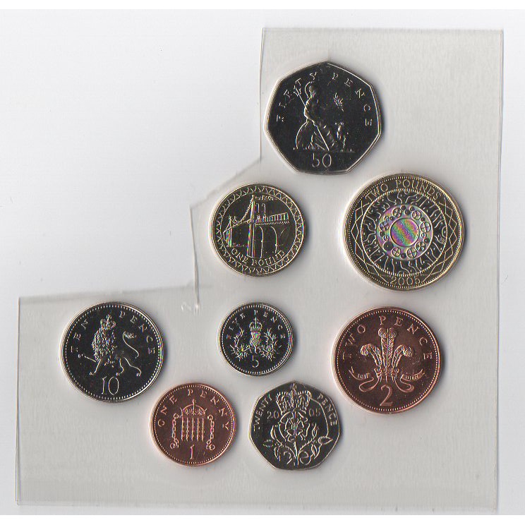2005 英國 1便士到2英鎊一般流通套幣八枚一組
