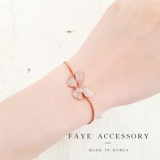 🌼Faye.飾品🌼 韓國空運🌿【現貨】鋯石蝴蝶潑墨感拉繩手鍊 實物實拍_玫瑰金手鍊 蝴蝶 拉繩手鍊 手鏈 閃亮單品 手環