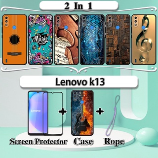 LENOVO 2 合 1 聯想 k13 手機殼帶鋼化玻璃曲面陶瓷螢幕保護膜音樂