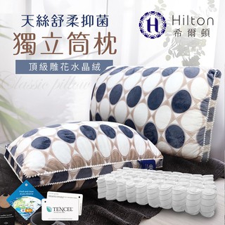 【Hilton 希爾頓】 銀離子手工雕花萊賽爾獨立筒釋壓枕-巴洛克圓點(B0076-AX)