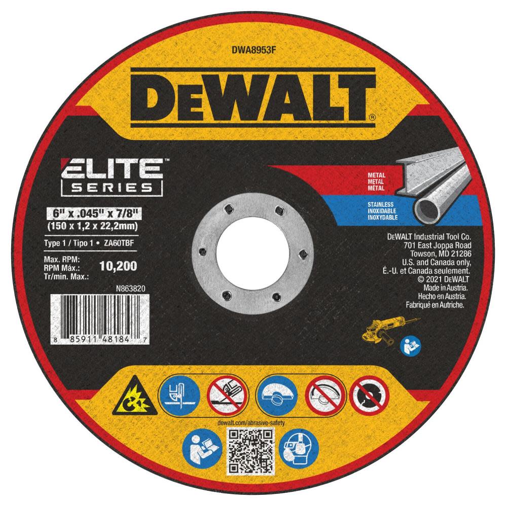 ☞圓哥賣場☜Dewalt得偉 配件 ELITE SERIES™ 6"砂輪機金屬切割鋸片