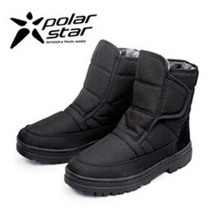 PolarStar 男防潑水短筒保暖雪鞋 低筒冰爪雪靴 P13622『黑』 #0