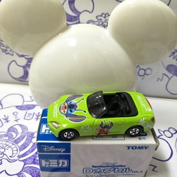 Tomica 迪士尼抽抽樂第2彈Honda  S2000綠色史迪奇敞篷車(附米奇彈頭)