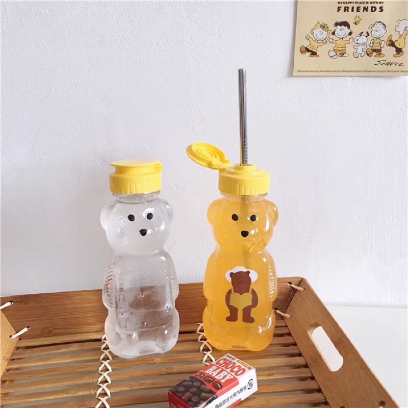 少量現貨✨小熊塑膠瓶 飲料杯 小熊蜂蜜瓶 牛奶杯