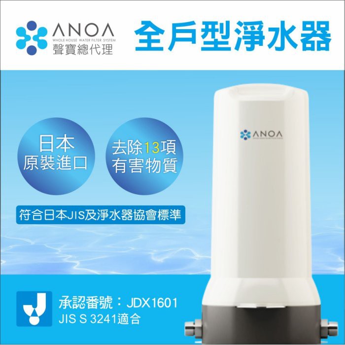 【水易購嘉義店】ANOA 全戶型 淨水器 ANOA-WH-01 (日本原裝進口) 免運費、免安裝費