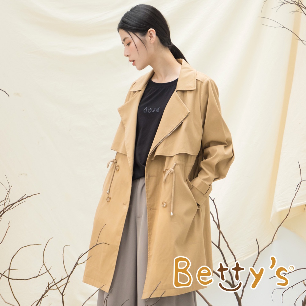 betty’s貝蒂思(15)雙盤釦長版大衣外套(卡其)