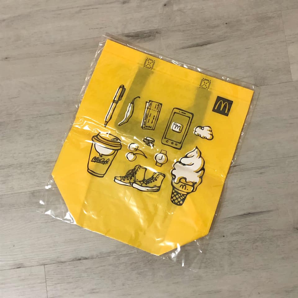 麥當勞 購物袋 就是黃 不織布提袋 環保袋 絕版購物袋 收納 隨身攜帶 黃色手提袋 肩背