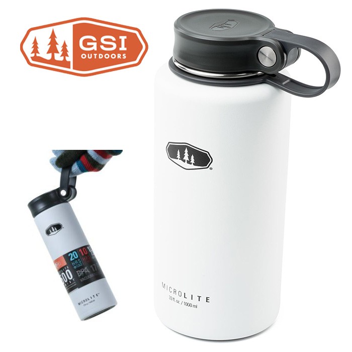 【GSI 美國】Microlite 1000 TWIST 羽量不鏽鋼真空保溫瓶 1000ml 白色 (67159)