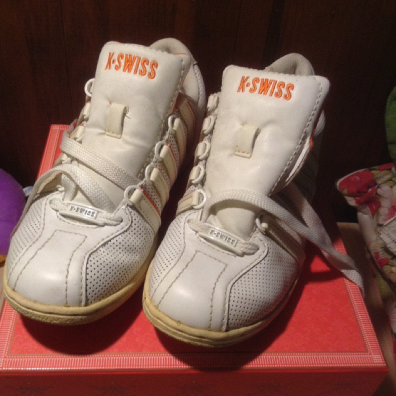 【鞋子】K-Swiss休閒鞋 (白橘配色) 37號