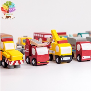 【樹年】蒙氏木製仿真工程車飛機交小車模型玩具和風彩色交通工具認知益智玩具