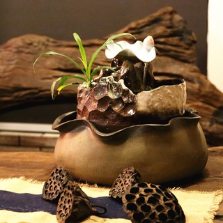 5Cgo 蓮花陶瓷擺件流水噴泉客廳高階招財家居裝飾品公司開業禮品結婚禪擺設 557189593454【含稅代購】