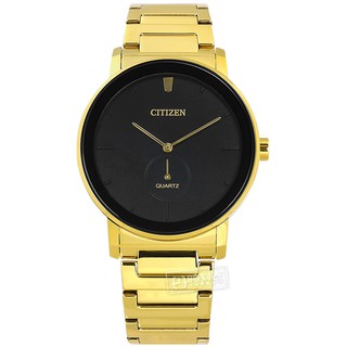 CITIZEN / 簡約時尚 礦石強化玻璃 日本機芯 不鏽鋼手錶 黑x鍍金 / BE9182-57E / 42mm