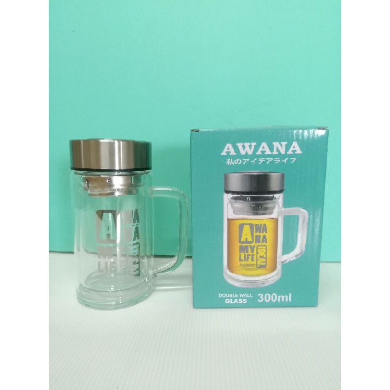 ❤AWANA寬口濾網雙層玻璃杯 玻璃水杯 玻璃茶杯 玻璃辦公杯 300ml❤