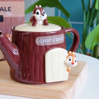 《迪士尼Disney》🇯🇵日本商品 奇奇蒂蒂陶瓷茶壺 Chip 'n' Dale 花栗鼠雙胞胎 日落小物 生日禮物