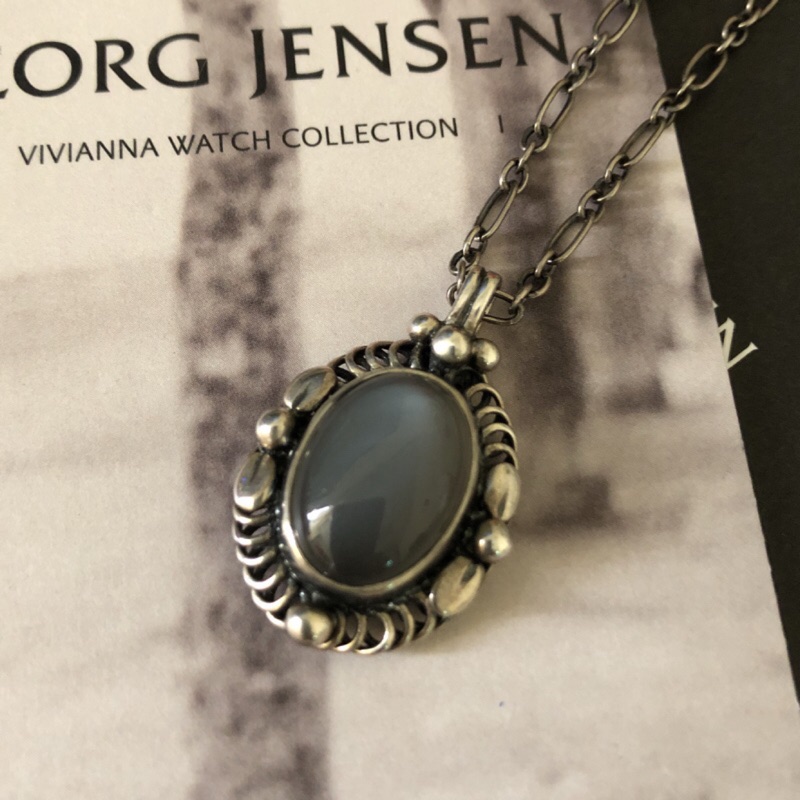 小麥的店 補貨中 必藏品 Georg Jensen 喬治傑生1995年復刻版灰月光石項鍊 蝦皮購物