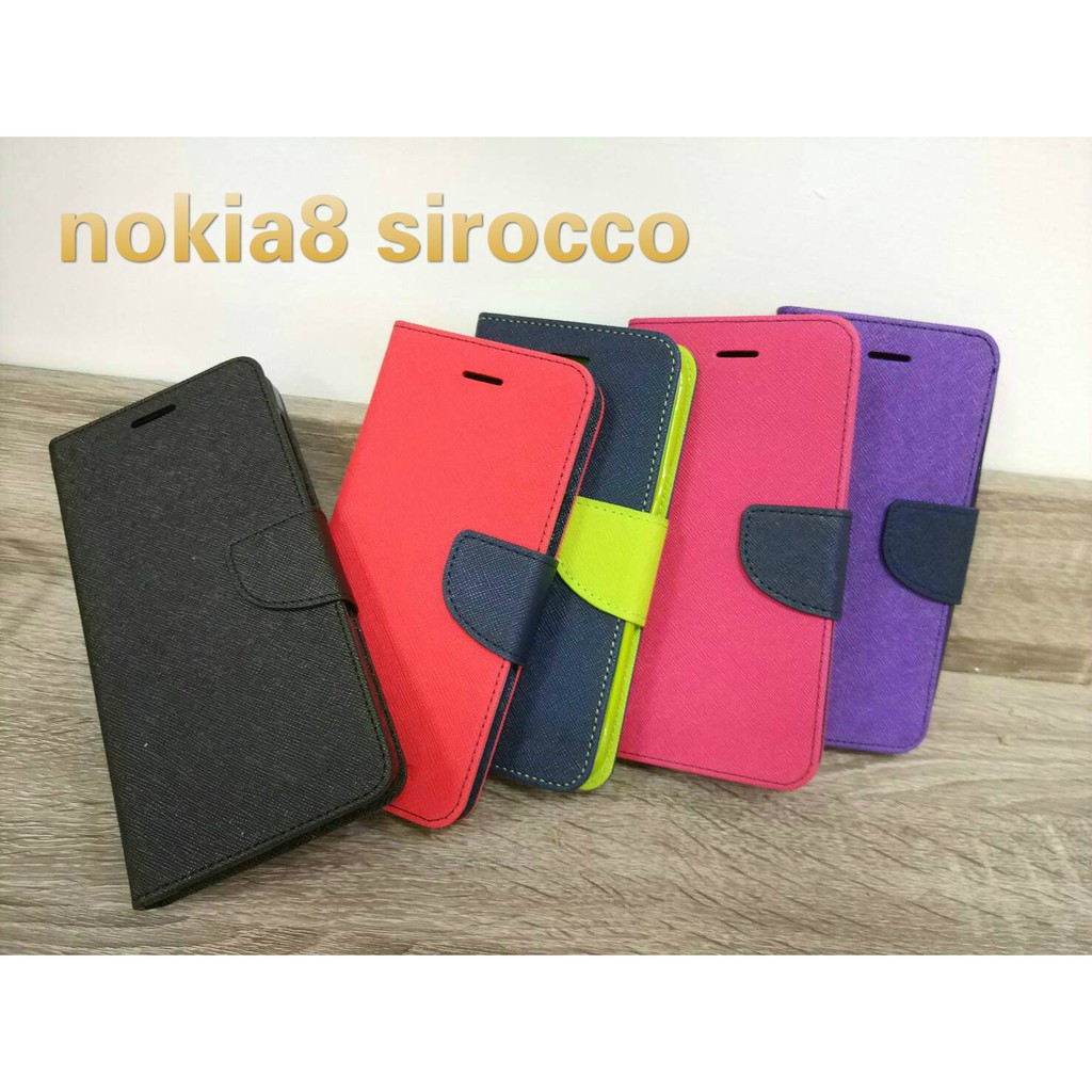 NOKIA8 sirocco  手機皮套 馬卡龍撞色皮套 可站立 插卡片 經典雙色款