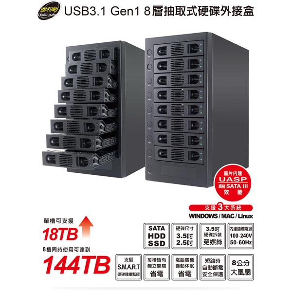 伽利略 USB3.0 8層抽取式硬碟外接盒(35D-U38)