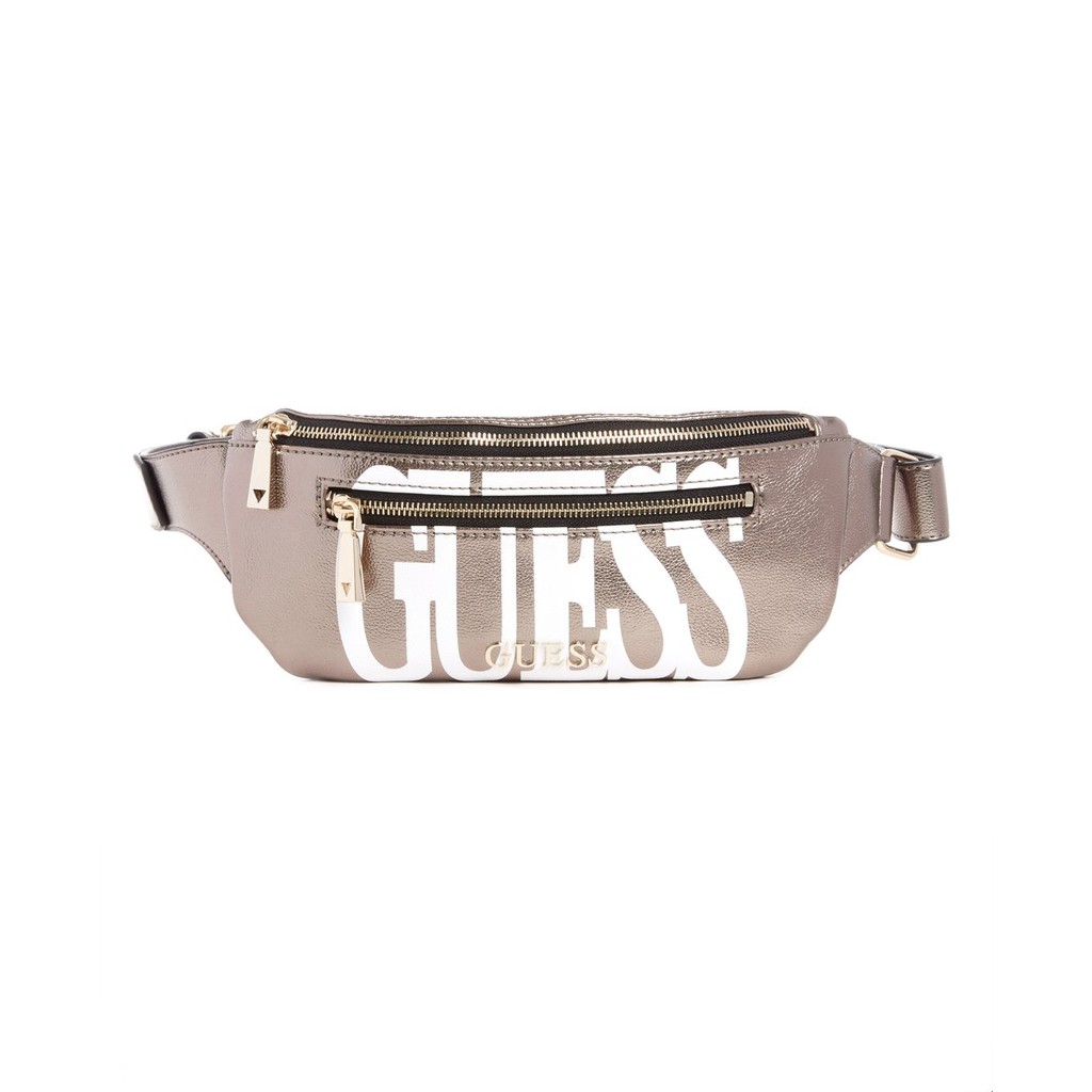 GUESS 全新專櫃商品 CALEY WAIST PACK BAG 光澤感 腰包 金咖色 特價 現貨