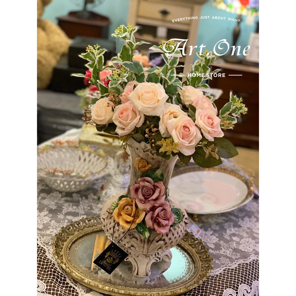 AS05653 歐式 義大利骨瓷玫瑰花瓶/花器/擺飾 擺飾