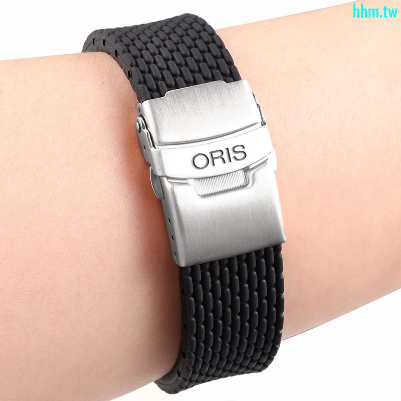 重磅推薦~豪利時手表帶硅膠表帶適配ORIS航空潛水文化系列柔軟橡膠表鏈20mm