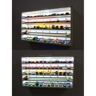 1:64多美卡汽車模型展示櫃1:43停車場實木防塵收納盒帶燈光防塵罩