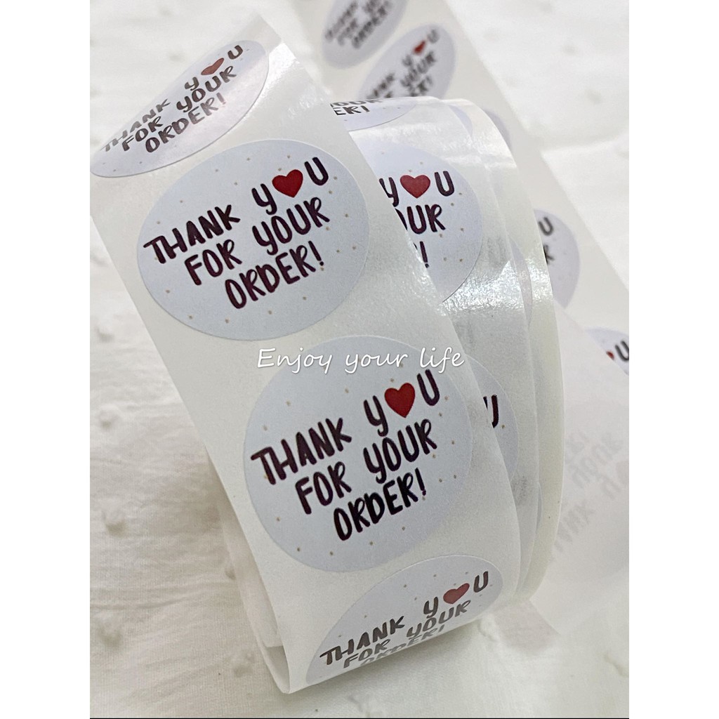 Thank You For Your Order 貼紙500張一捲質感謝謝感謝訂購糖果貼封口貼包裝素材 蝦皮購物