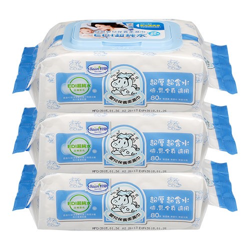 [新款] Baan 貝恩 嬰兒保養柔濕巾-無香料80抽  (箱購24入)