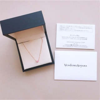 日本輕珠寶VendomeAoyama/VA 18K玫瑰金粉色藍寶石愛心形項鏈/鎖骨鍊