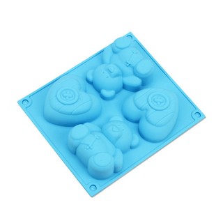4孔 愛心小熊 心形小熊 方形模具 手工皂模具 矽膠模具 蛋糕模具 巧克力模具 烘焙模具 製冰盒