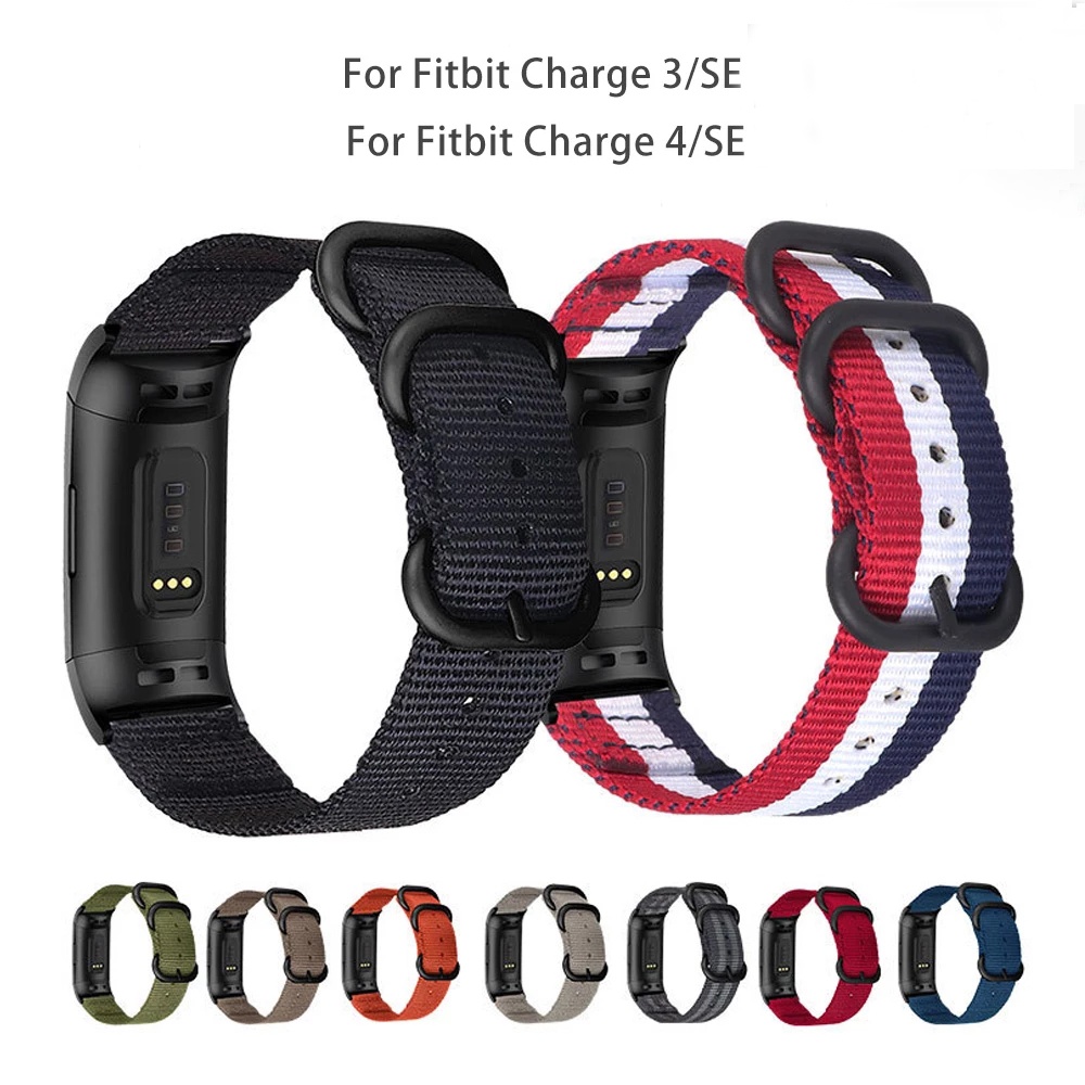 Fitbit Charge 4 SE Charge 5 錶帶的柔軟編織尼龍運動錶帶, 帶黑色環扣
