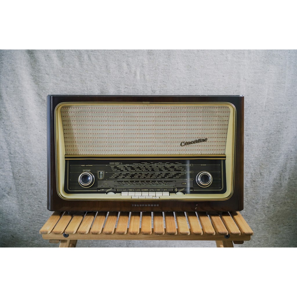 極稀有 1958 西德製 Telefunken Concertino 9 真空管收音機50年代古董收藏