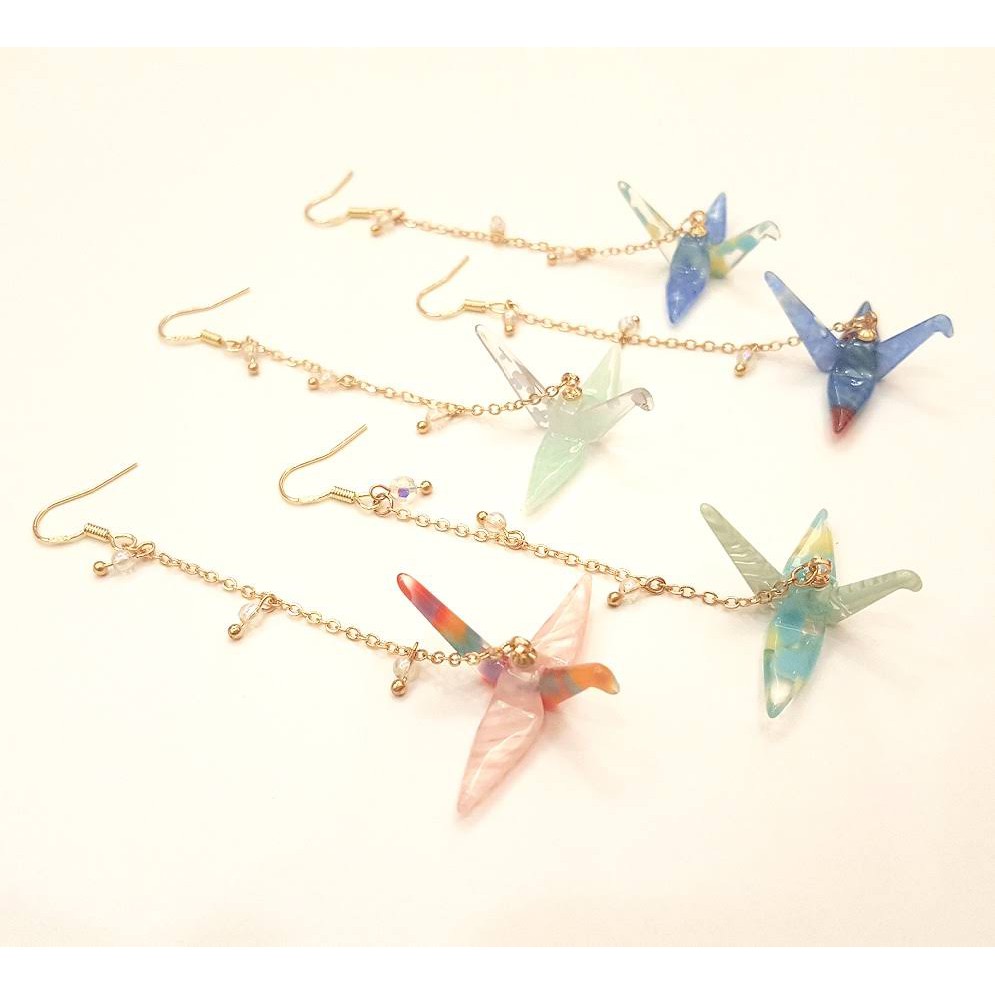 魚兒飾品 紙鶴鍍真金耳勾垂吊耳勾式穿洞式耳環 蝦皮購物