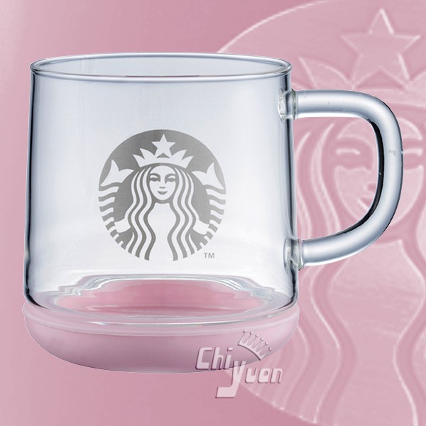 Starbucks 台灣星巴克 2017 PINK 粉紅矽膠把手玻璃杯 馬克杯 12oz經典品牌 粉紅女神