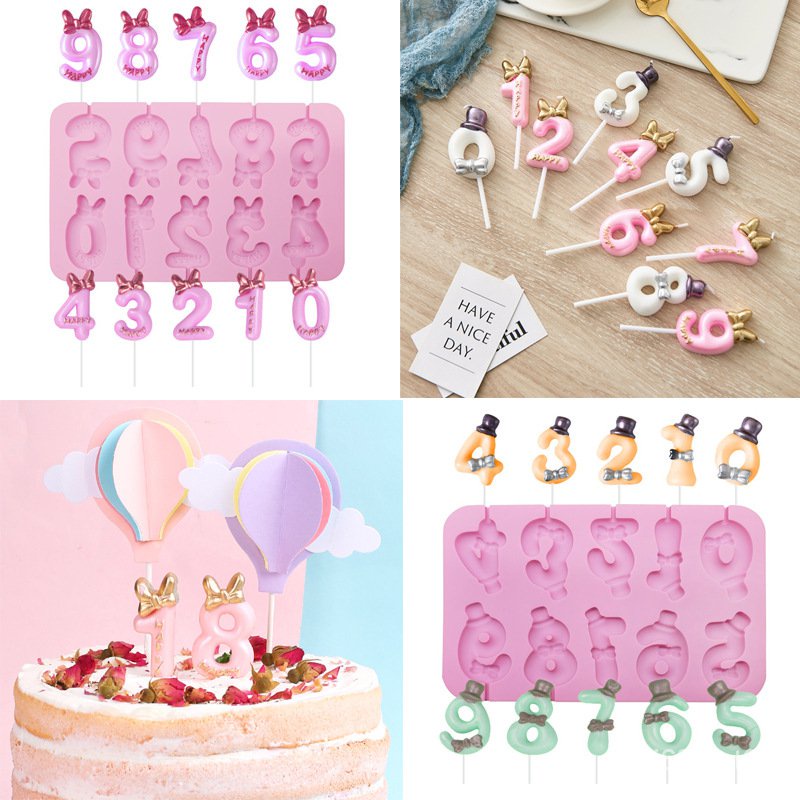 (台灣發貨）蛋糕模具-棒棒糖模具-硅膠模具-烘焙工具數字棒棒糖模具蝴蝶結禮帽生日蛋糕數字裝飾DIY模具巧克力硅膠模 eQ