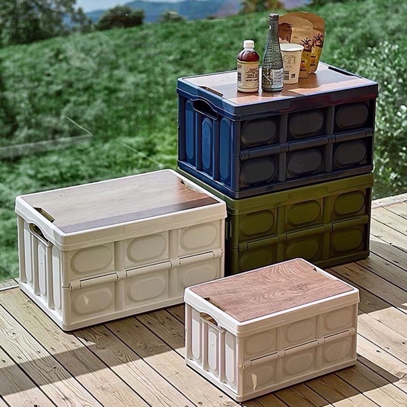 💗木蓋桌板折疊箱 收納箱 📦 露營 造型35L 優惠 249元 （絕版出清）裝備箱 收納櫃 野營餐桌 冰桶 飲料桶