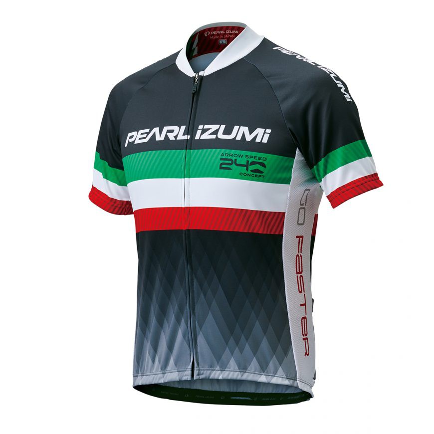 2018春夏新品 日本PEARL iZUMi PI-621-41號 黑底綠白紅 設計版短袖車衣