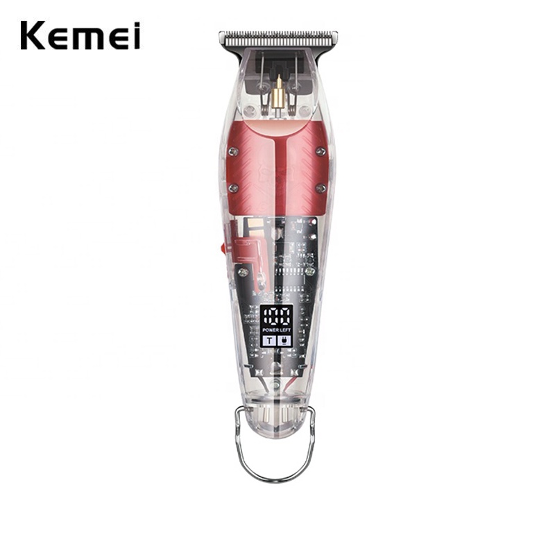KEMEI 科美剪髮器 0mm 專業理髮師理髮器無繩透明男士剪髮機 LED 顯示屏打火機