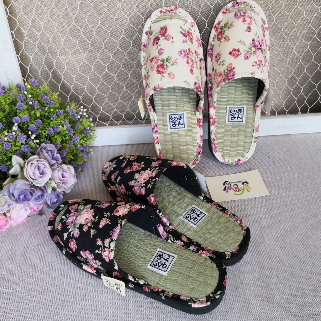 ♥︎MAYA日雜♥︎🇯🇵日本製 玫瑰雜貨 玫瑰花紋 榻榻米 拖鞋 室內拖鞋