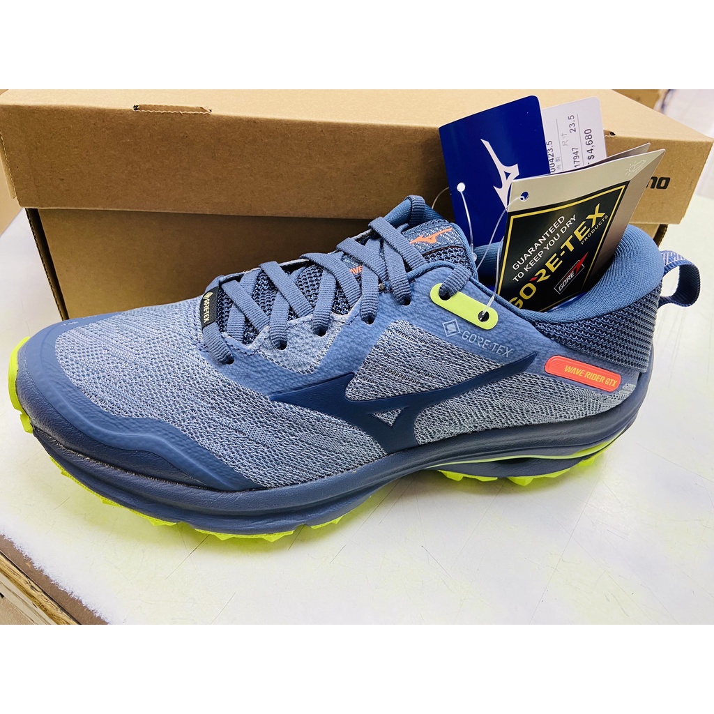 美津濃 MIZUNO WAVE RIDER GTX 女款 慢跑鞋 灰色 J1GD217947