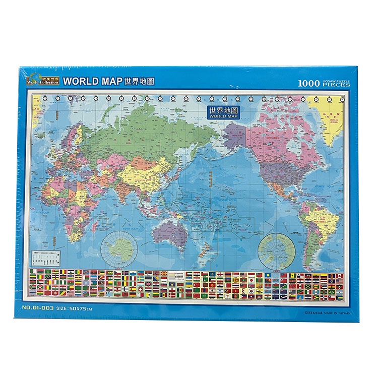 玩得購【P2 拼圖】世界地圖 1000片拼圖 01-003 (圖片上地名為中文)