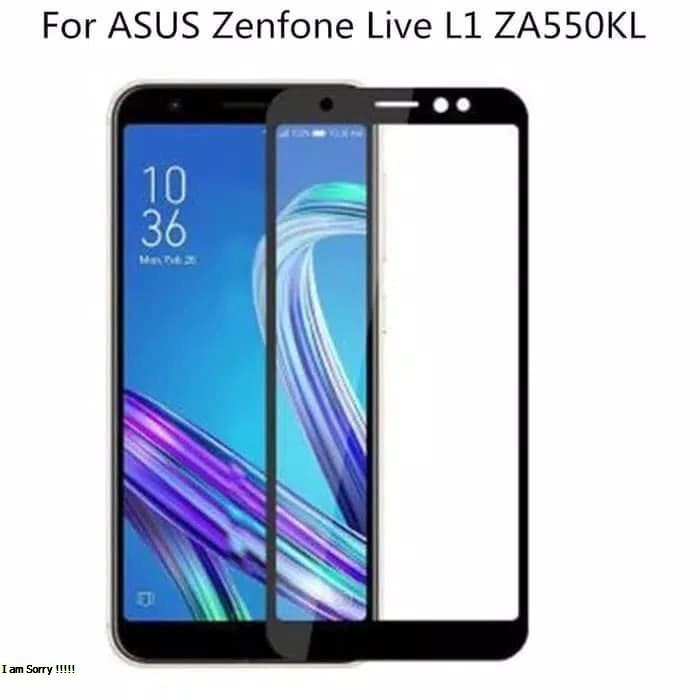 華碩 Hitam 鋼化玻璃 Asus Zenfone Live L1 ZA550KL 全覆蓋顏色 5D 6D 9D 黑色