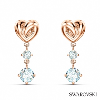 SWAROVSKI 施華洛世奇 Lifelong Heart 玫金色戀之結穿孔耳環