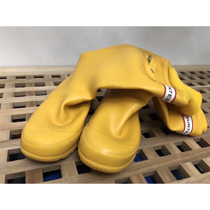 ［二手正品］HUNTER 童款便攜式黃色雨靴 #UK12/EU30-31/US13