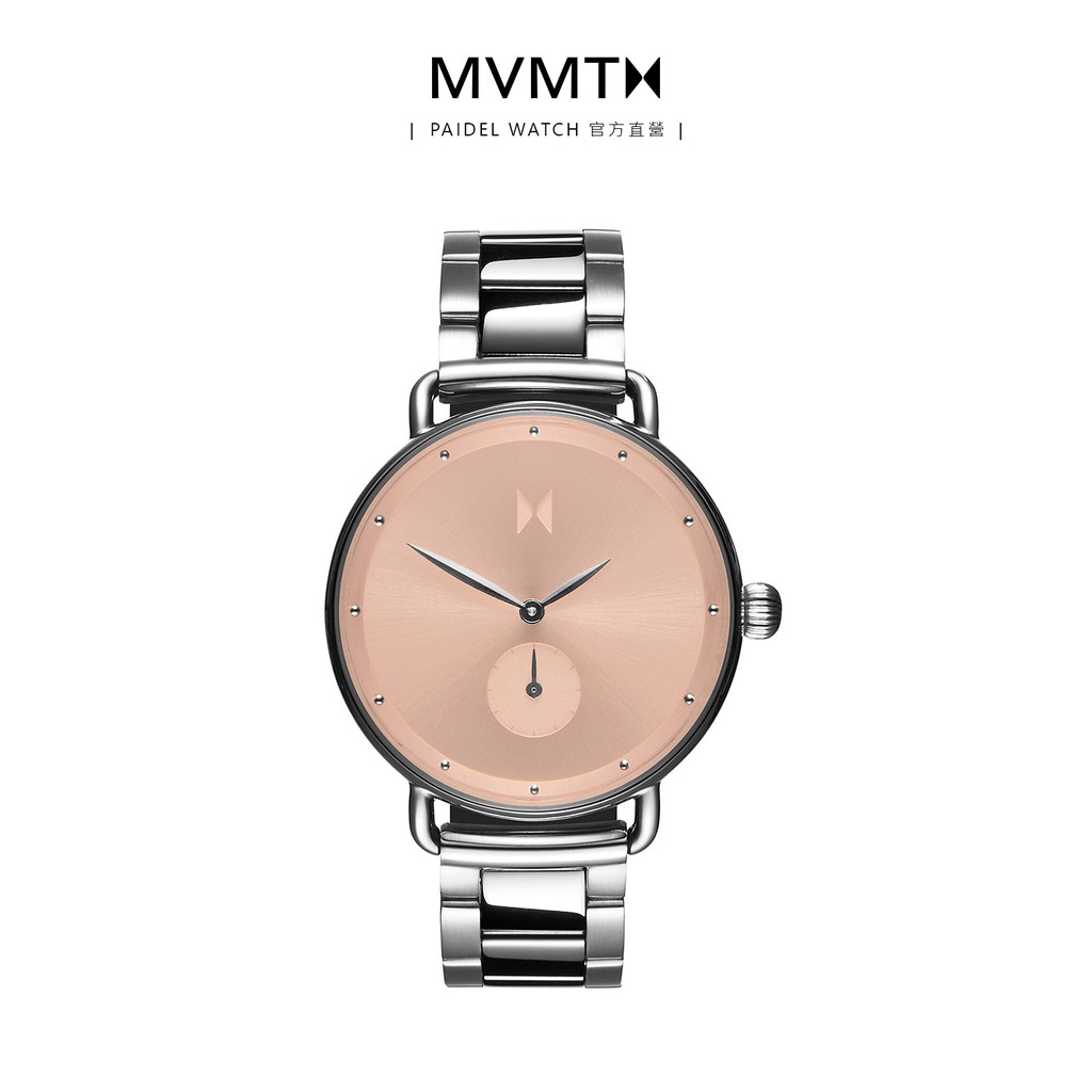 MVMT BLOOM系列BLUSH DHALIA-銀色鋼帶玫瑰金面銀色殼手錶